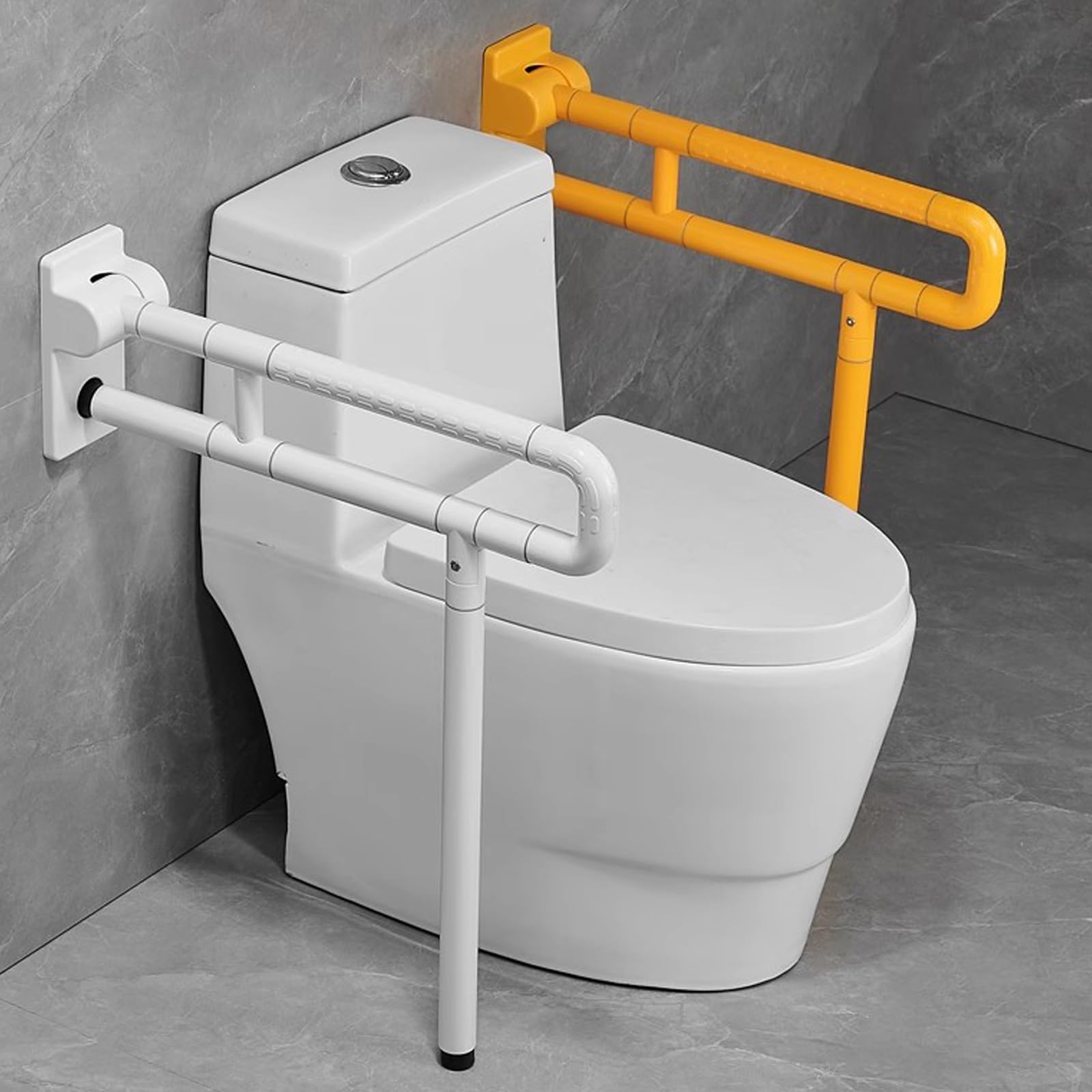 Maniglioni di Sicurezza ribaltabili per disabili, corrimano Pieghevoli a Parete per WC, Antiscivolo, salvaspazio per Anziani, disabili, Donne in Gravidanza (Giallo, 70 cm/28 pollic