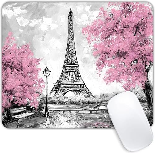 Alfombrilla de mouse de torre Eiffel, alfombrilla de mouse personalizada con base de goma antideslizante para computadoras, portátiles, accesorios