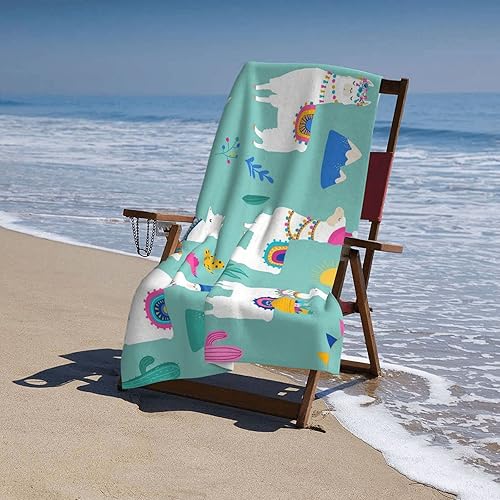 Miniatura 3 de Toalla de baño con diseño de llama de agua de hada, toalla seca grande y colorida de cactus verde azulado, 52 x 32 pulgadas, microfibra floral,