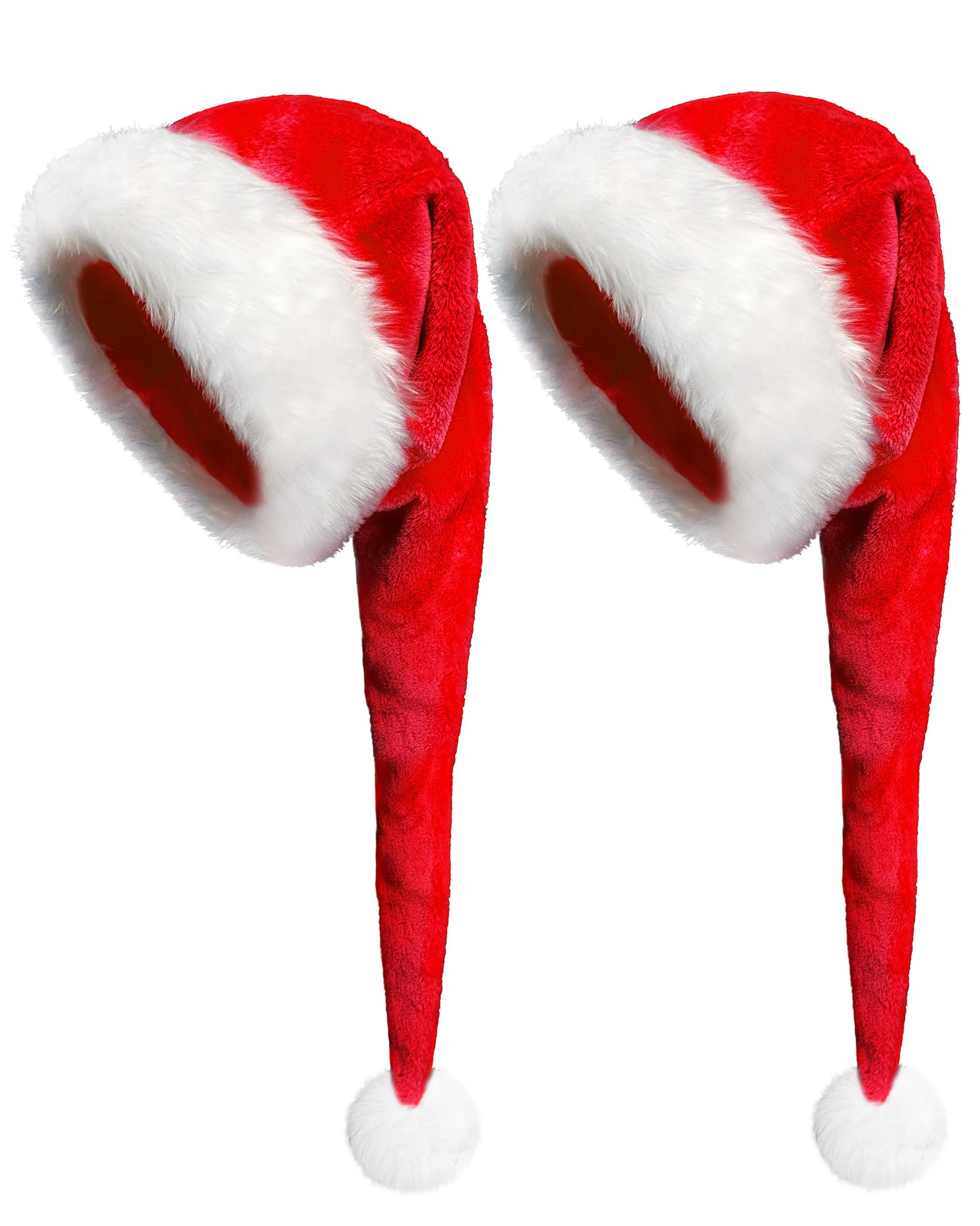 Dolkoic Lange Plüsch-Weihnachtsmannmütze, Weihnachtsmütze für Erwachsene, Unisex, Weihnachten, Halloween, Kostümpartys