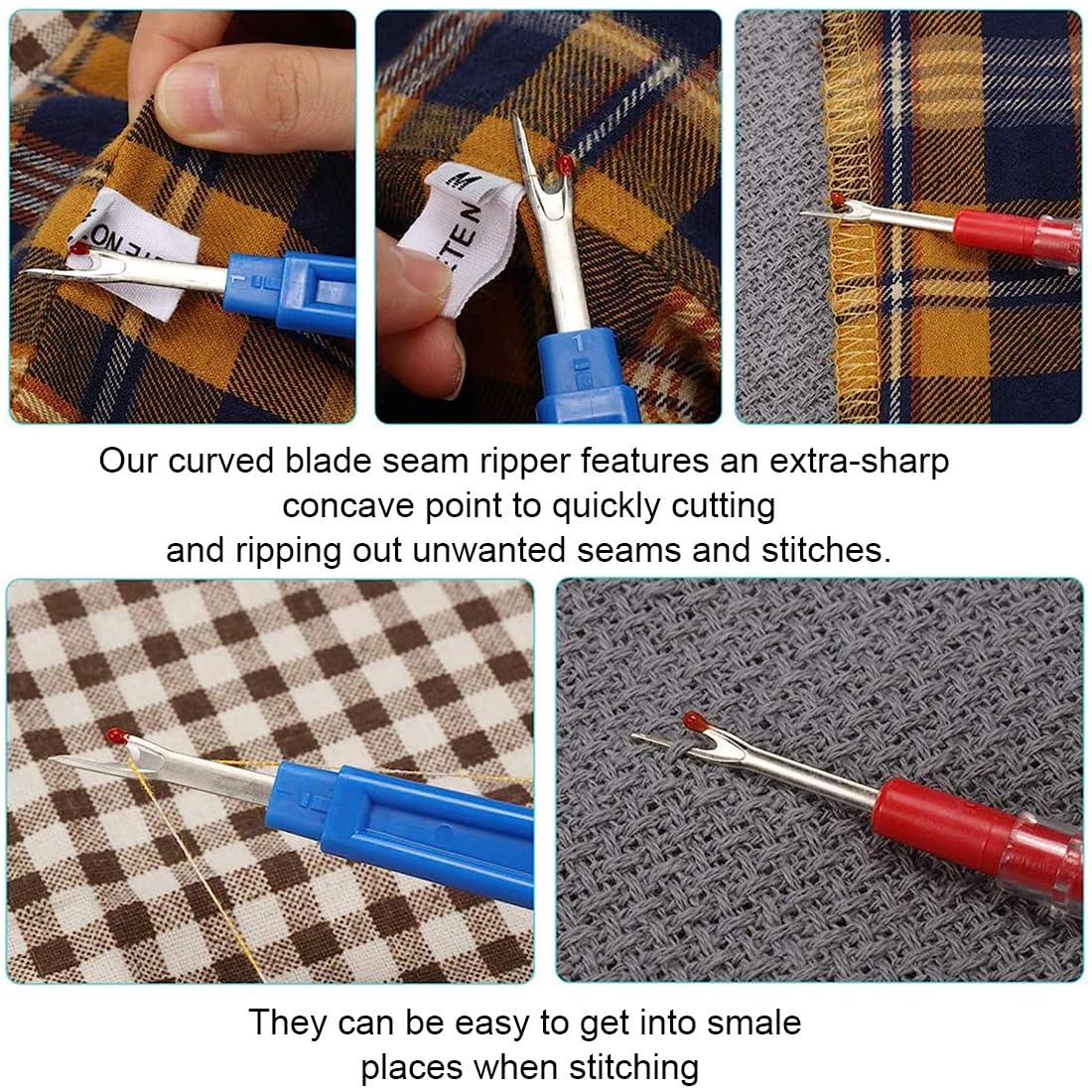 Cucitura Ripper Kit, 2 apricuciture, 2 tagliafilo, Dispositivo di Rimozione della Filettatura Cucire Filo Unpicker,Strumenti Taglia e cuci,Taglia Filo
