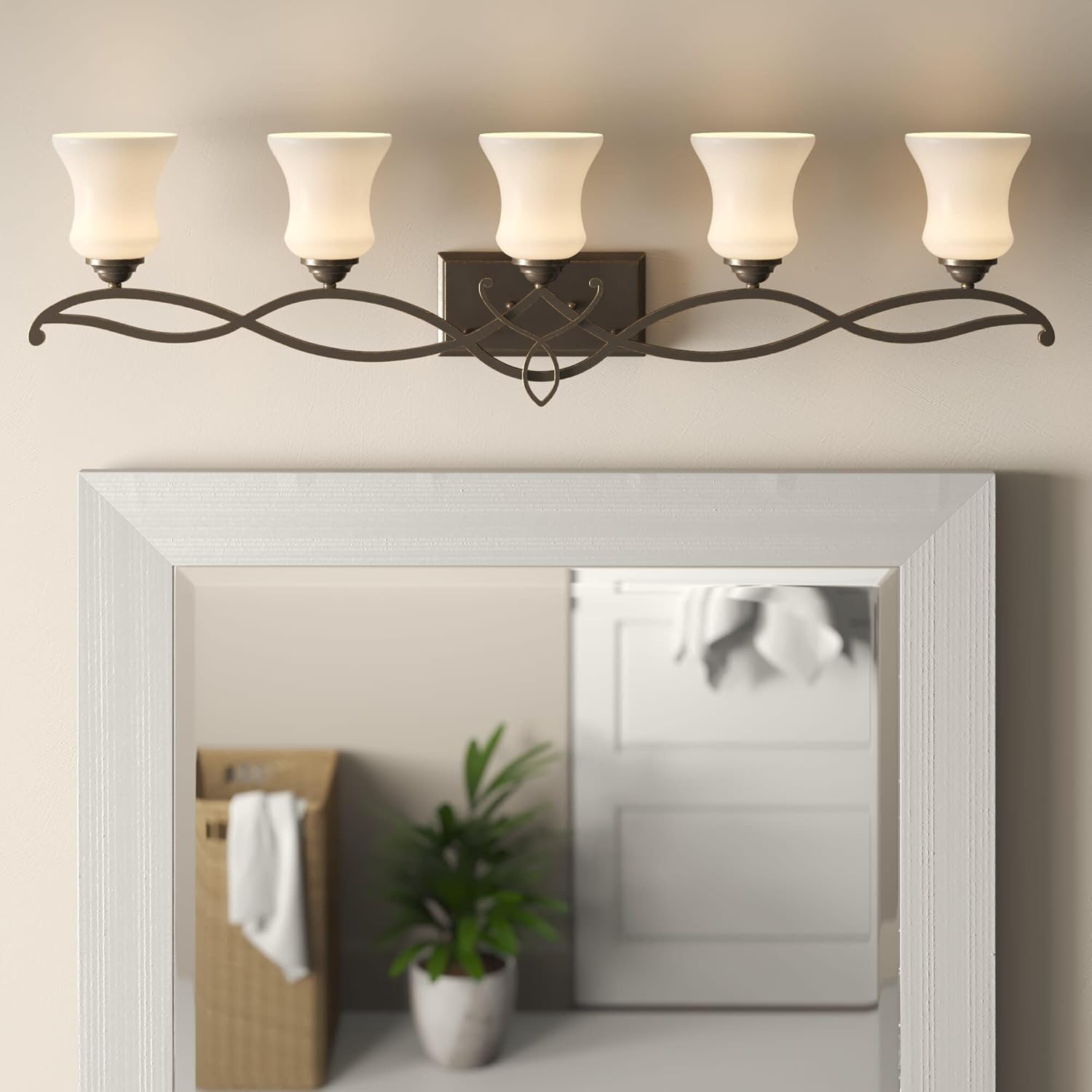 Hinkley Brooke Collection Five Light Bathroom Vanity Fixture, Olde Bronze Finish