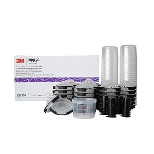 3M PPS 2.0 Spray Gun Cup, Lids and Liners Kit, 26114, Mini, 6 Ounces, 200-Micron Filter, Use for Cars, Furniture, House and More, 1 Paint Cup, 50 Disposable Lids and Liners, 32 Sealing Plugs, White