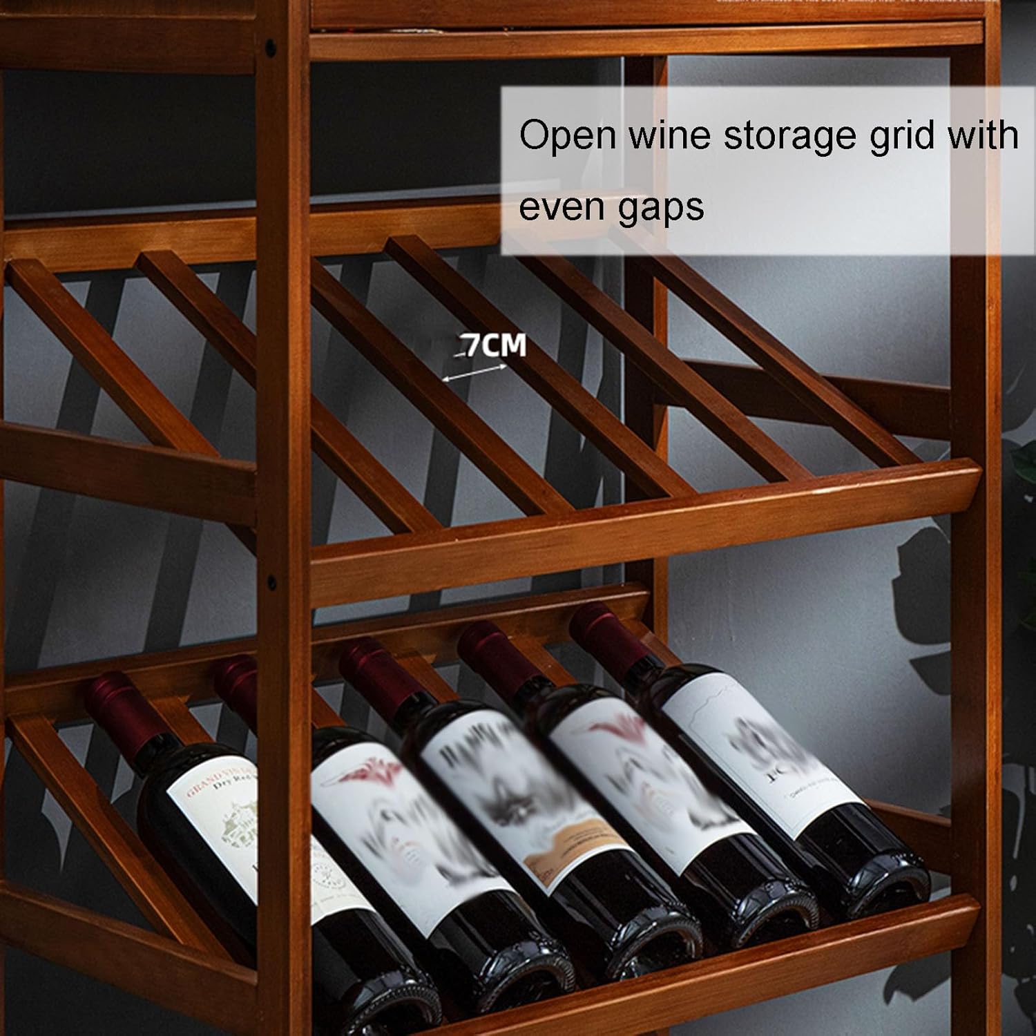 Industrial Wine Bar Cabinet, Wood Freestanding Wine Bar Rack with Tabletop for Kitchen Pantry Cabinet Space-Saving (Color : Brown, Size : 52x30x116cm)