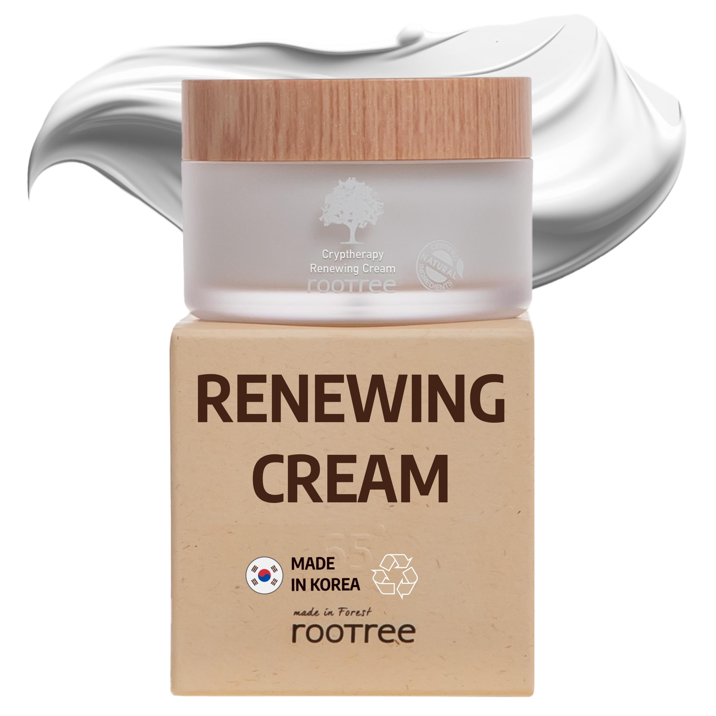 Cryptherapy Renewing Cream 50g - Korean Skincare, Moistruising and Hydrating Cream, K Beauty Facial Care for Skin Elasticity, Natural Ingredients, Vegan & Cruelty Free, for All Skin Types