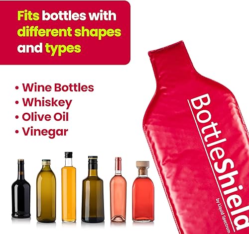 Miniatura 6 de Bottle Shield - Paquete de 3 bolsas de viaje reutilizables para vino  Doble capa de amortiguación de burbujas  Funda irrompible para botella a