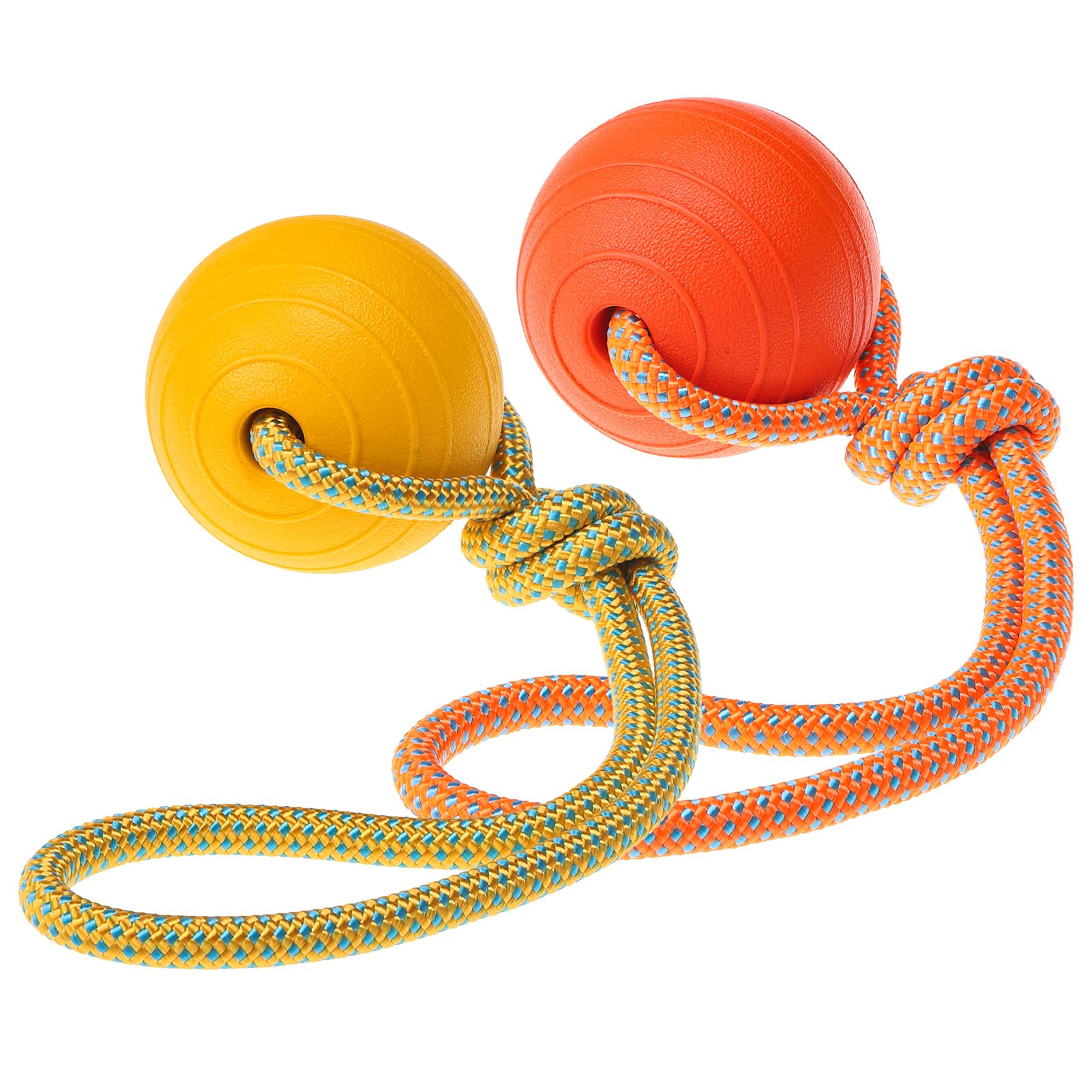 Photo 1 of ***MISSING ONE PART***SCENEREAL Floating Dog Pool Toys - Ball on Rope Fetch and Tug-of-War Toy for Medium Large Dogs Outdoor Training, EVA Rubber Water Pet Interactive Toys for Summer Beach, 2 Pack, Orange & Yellow