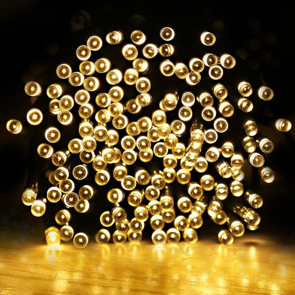 LE 100 LED Solar String Lights, 49ft/15m Waterproof, Fairy Lights for Christmas Garden Party Patio Outdoor Decoration (Warm White - 100 LED)