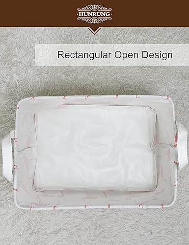 Miniatura 86 de HUNRUNG Cesta rectangular de almacenamiento de lona, bonita cesta organizadora de lona para mascotas, juguetes de niños, libros, ropa, perfecta