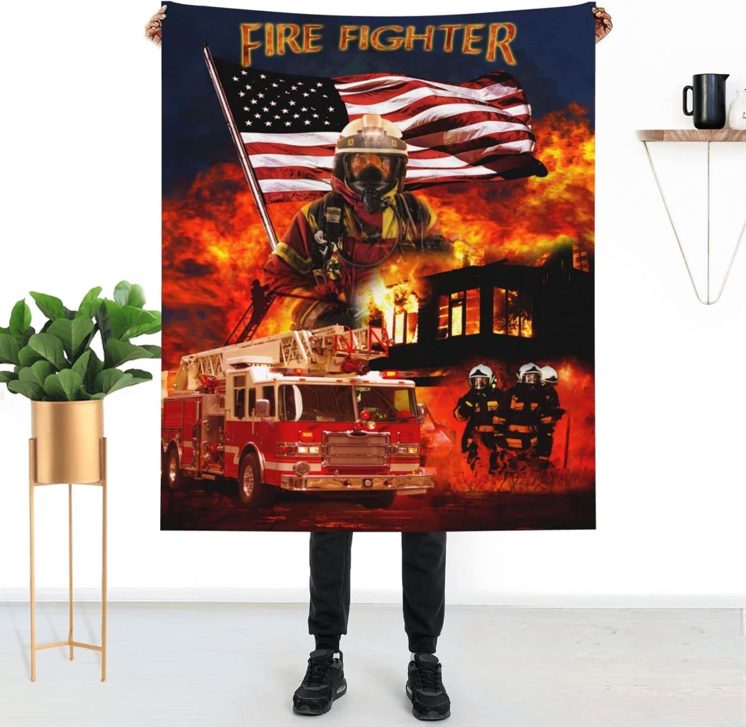 Firefighter Blanket Fireman Gifts for Men Fire Fighter Hero