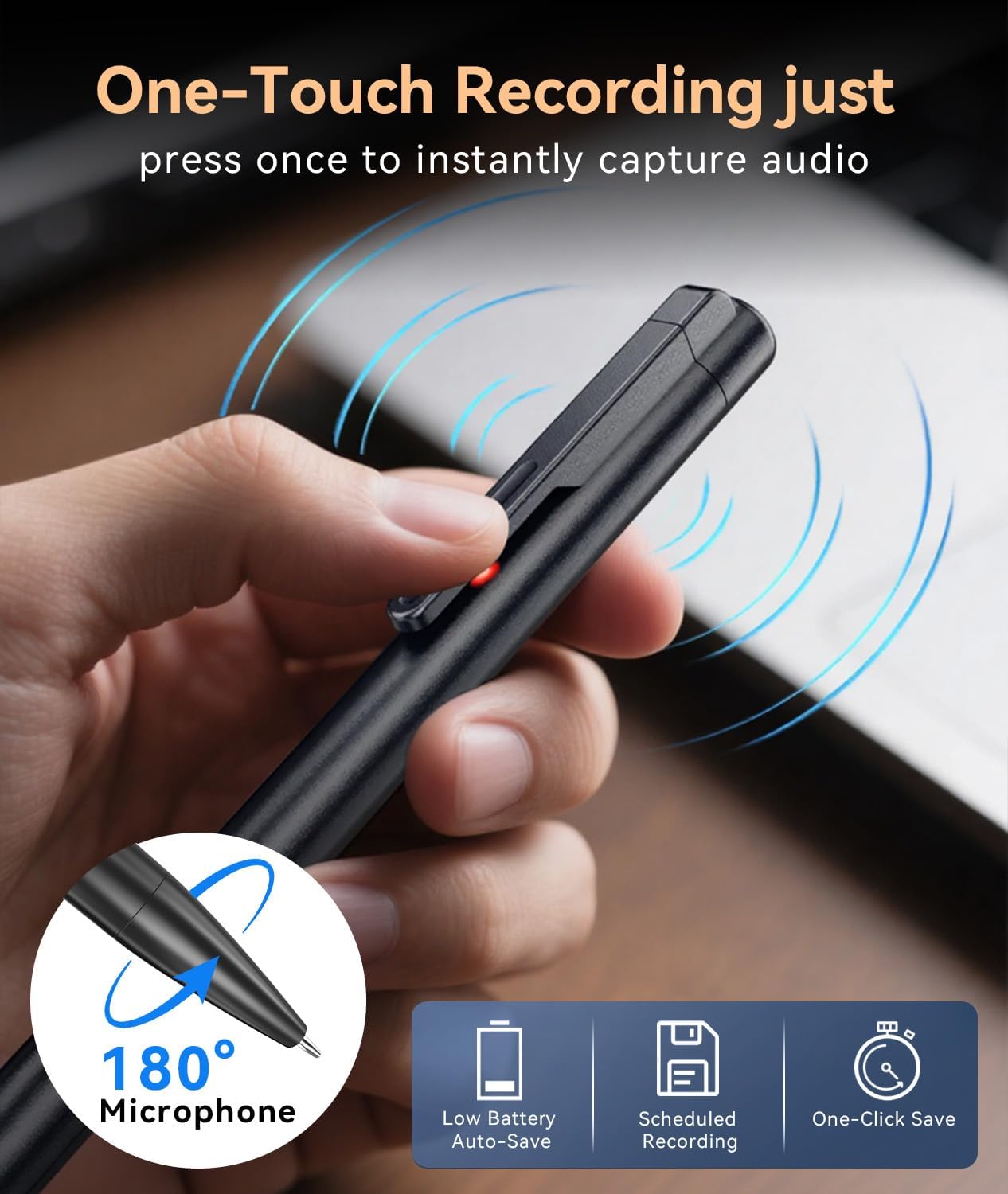64GB(4400H)Digital Voice Recorder with Playback,24H Battery Voice Activated Recorder with Noise Reduction,Type-C Audio Recorder with 10X Speed Transfer,Recording Devices for Lecture,Meeting,Interview - Image 7