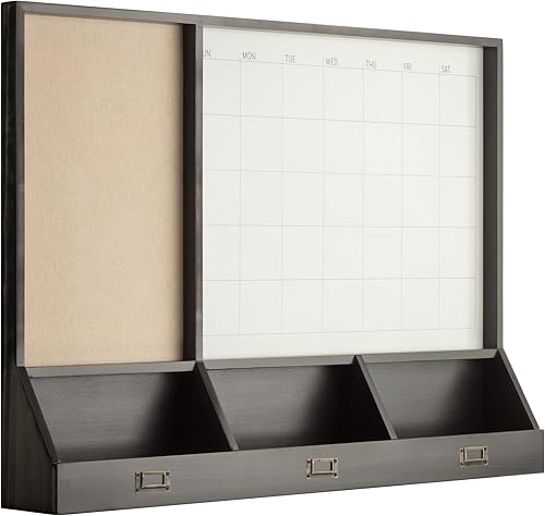 Gallery Solutions Organizador de pared de tela y calendario mensual con cubos de almacenamiento, color blanco