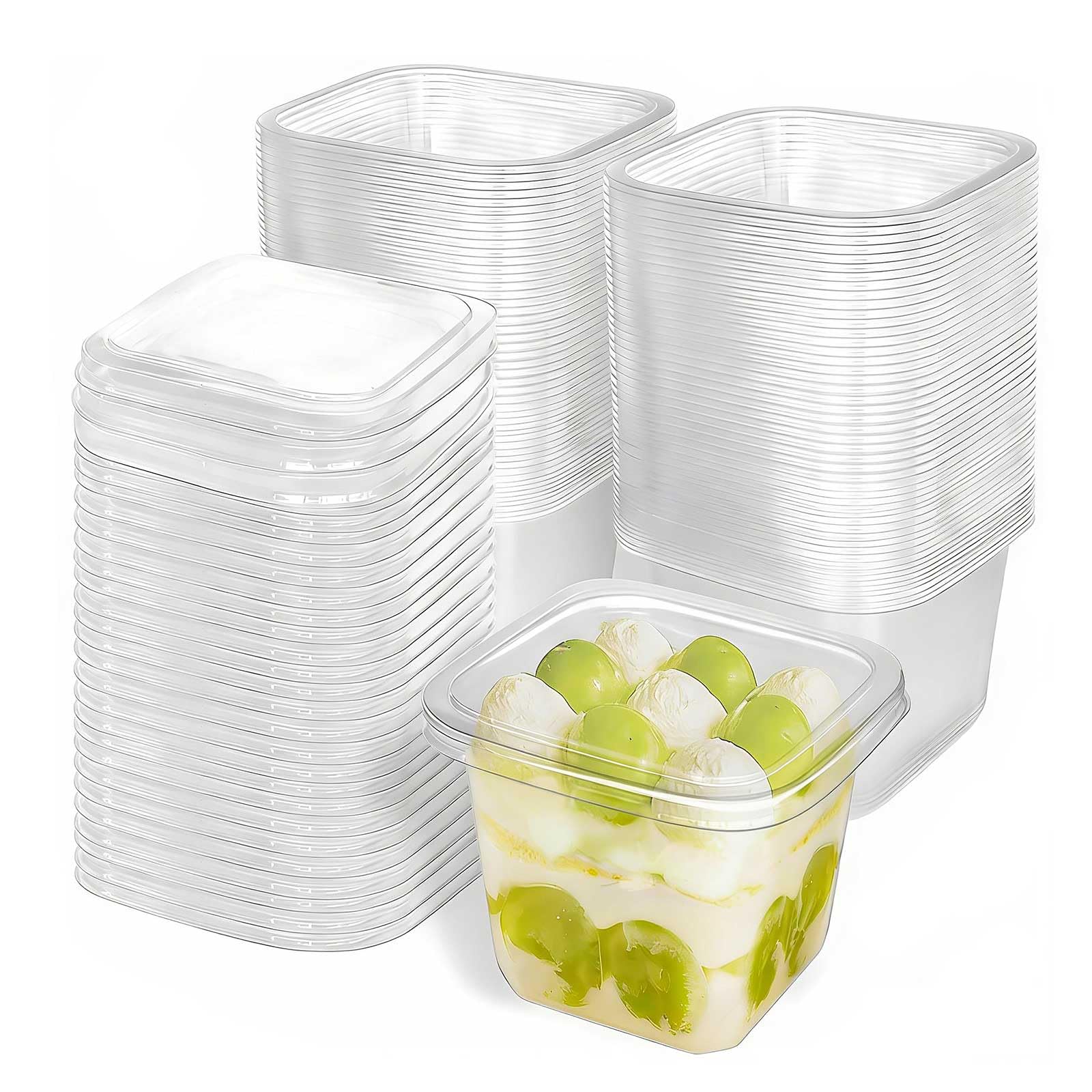 ケーキボックス 50個セット 透明 デザートカップ 蓋付き プラスチック ケーキ容器 使い捨て 四角 スイーツボックス プリンカップ ティラミス ムースケーキ 生菓子 洋生菓子 フルーツカップ用 パーティー 誕生日 結婚式 ティーパーティー フードパック DIY製菓用品 ケーキ屋 ベーカリー デザートショップ 業務用 販売用 10*6.5*7.5cm