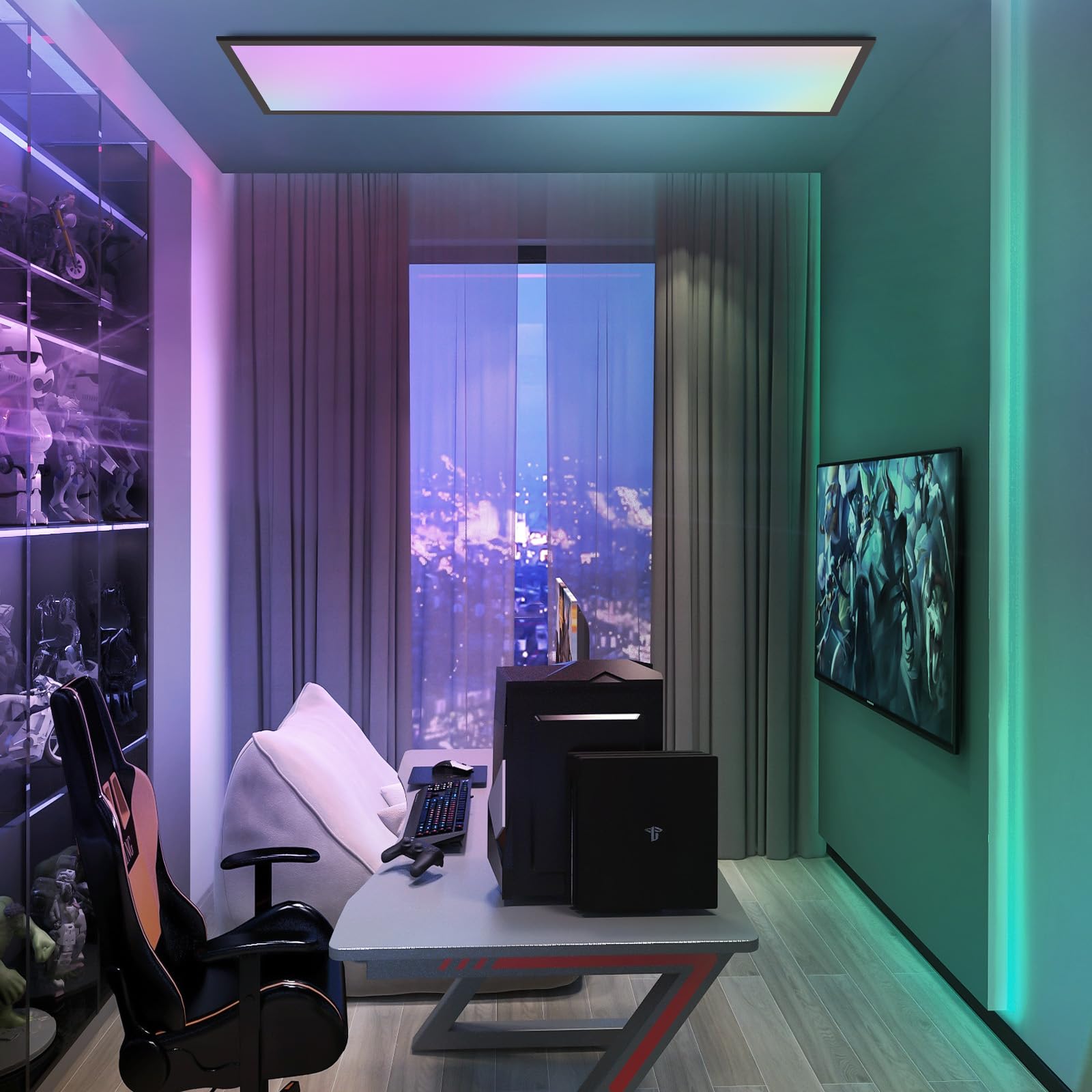 CBJKTX LED Panneau 100x25 Plafonnier plafond à intensité variable RGB