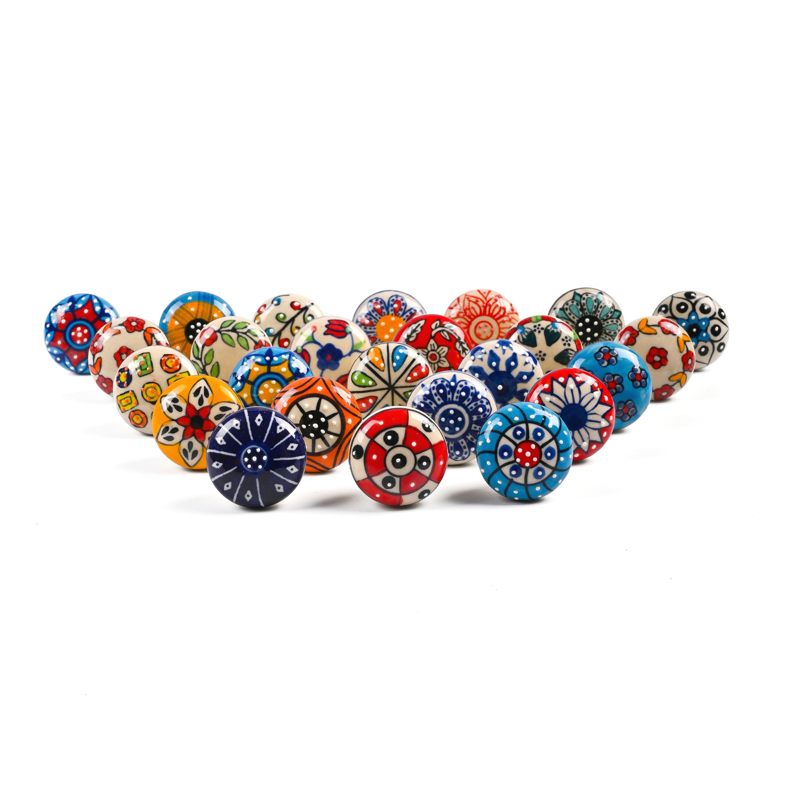 Rajrang Multicolor Boho Ceramic Cabinet Knob Vintage Cupboard Dresser Drawer Pulls Hardware Knobs Set Of 25