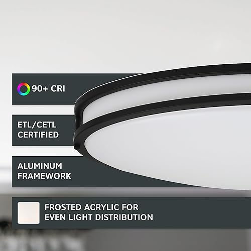 Miniatura 9 de Lámpara de techo ovalada de níquel cepillado de 24 pulgadas, 40 vatios, 2800 lúmenes, regulable, luz LED de CC de montaje empotrado, blanco suave,