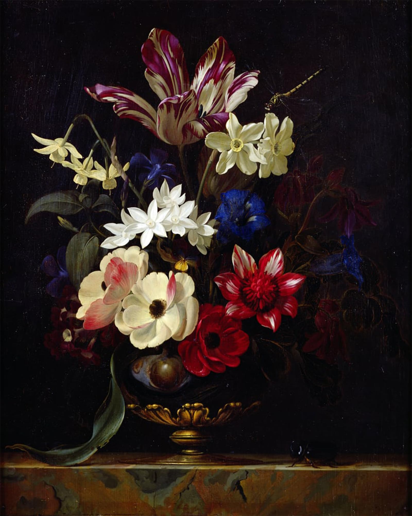 POSTERIIk Vintage Classic Picture Landscape Artwork Still Lifewith Flowers by Willem Van Aelst Portrait Canvas Painting for Office Home Decor 60x90cm