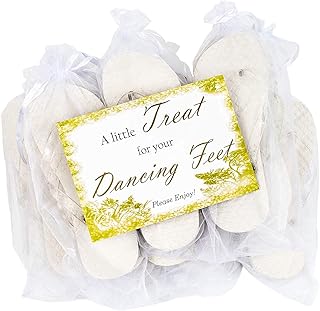 Modo Wedding/Party Glitter Flip Flops 10 Pack in Organza Bags - Size UK 5-6 (Cream)