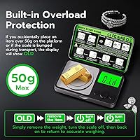 Vista 8 de Wigearss Digital Milligram Scale 50g x 0.001g, Mini Precision Scale with Tare weight Function,Calibration Weight ＆ Backlit LCD Display, Pocket Micro