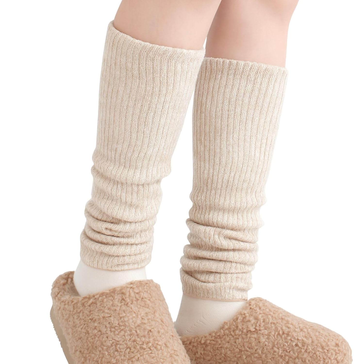 Made in Japan Silk Cotton Double-Layer Leg Warmers Soft Warm Breathable Knit Non-Tight Fit 40cm Long