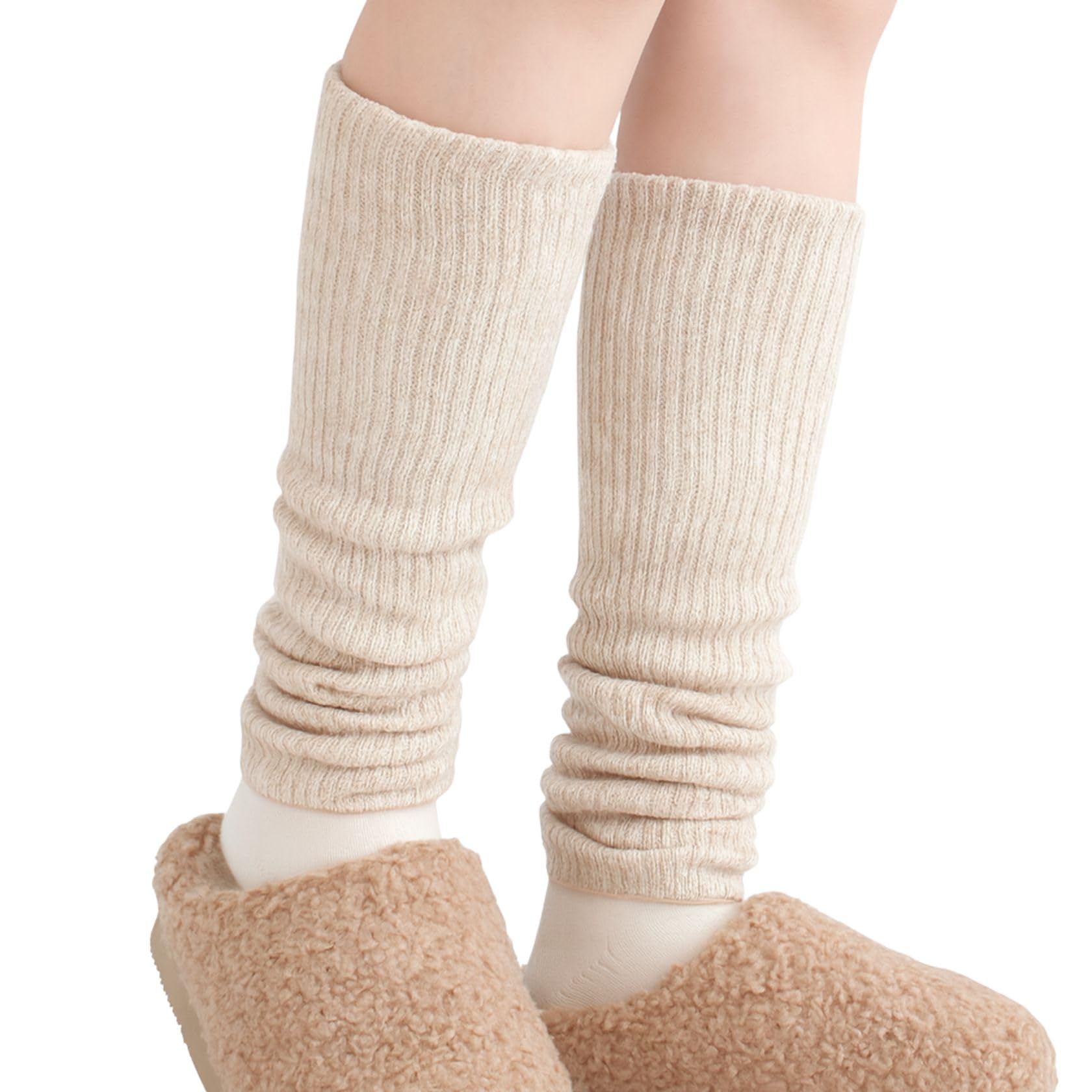 Made in Japan Silk Cotton Double-Layer Leg Warmers Soft Warm Breathable Knit Non-Tight Fit 40cm Long
