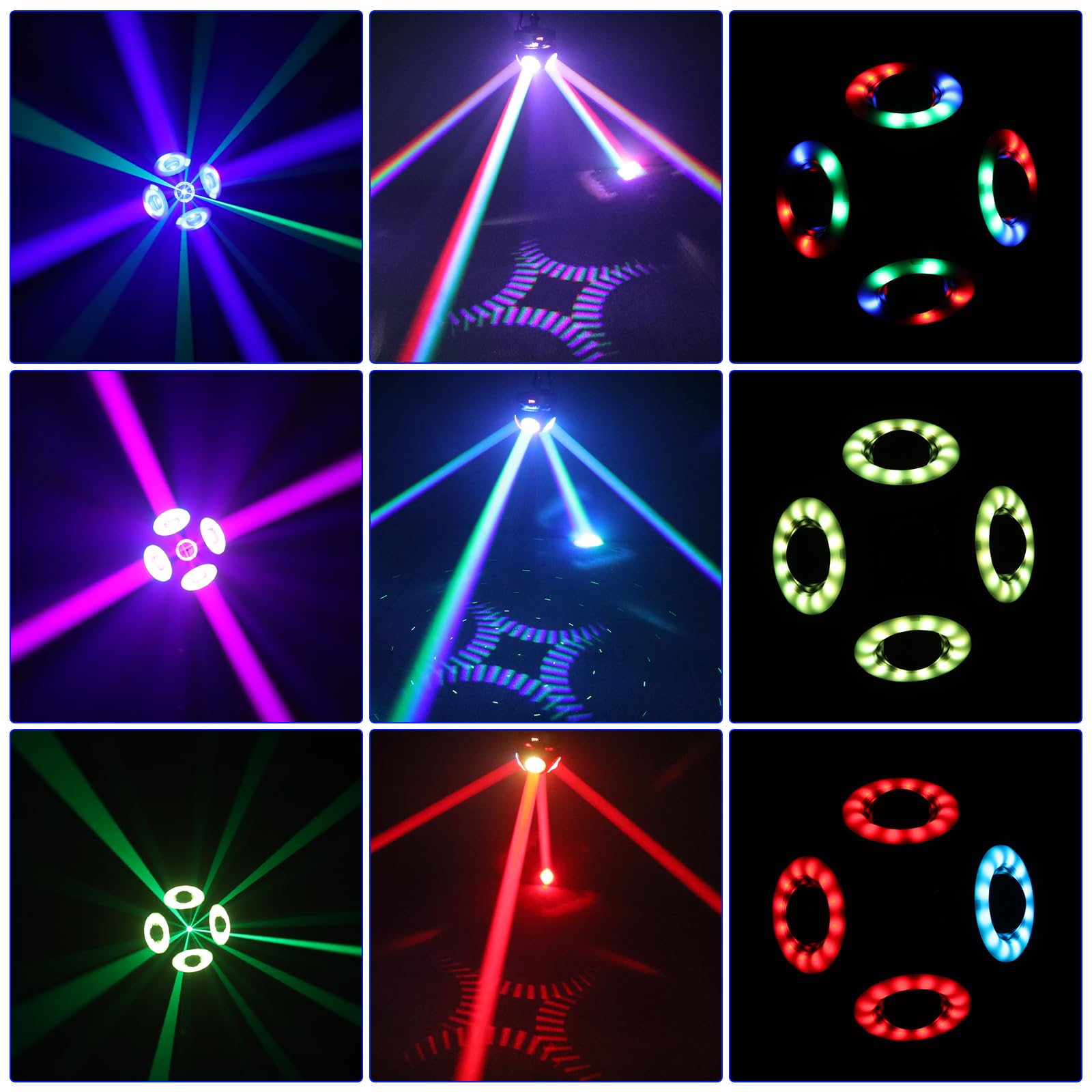 Lumière principale mobile, 70 W RGBW 4 en 1 LED lumières de scène DJ, lumières DJ à rotation infinie avec son activé pour fête DJ de mariage et Live House