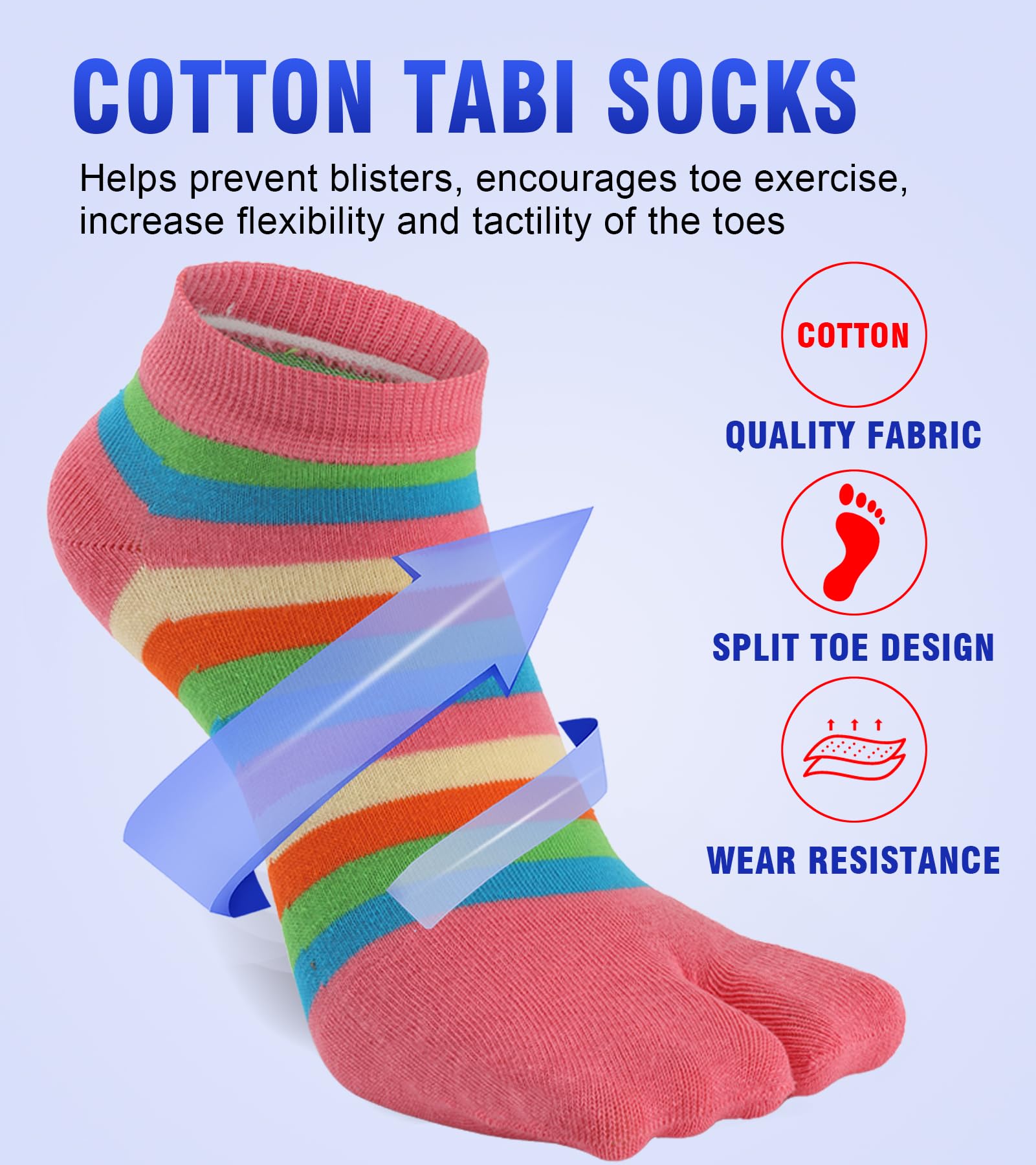 Calcetines Tabi para mujer, con puntera dividida, para sandalias, ninja, japonés, algodón, paquete de 6