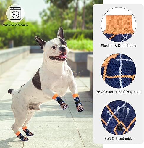 Miniatura 64 de BEAUTYZOO 6 calcetines para perros para evitar lamer las patas, zapatos antideslizantes para suelos de madera dura en pavimentos calientes, botas