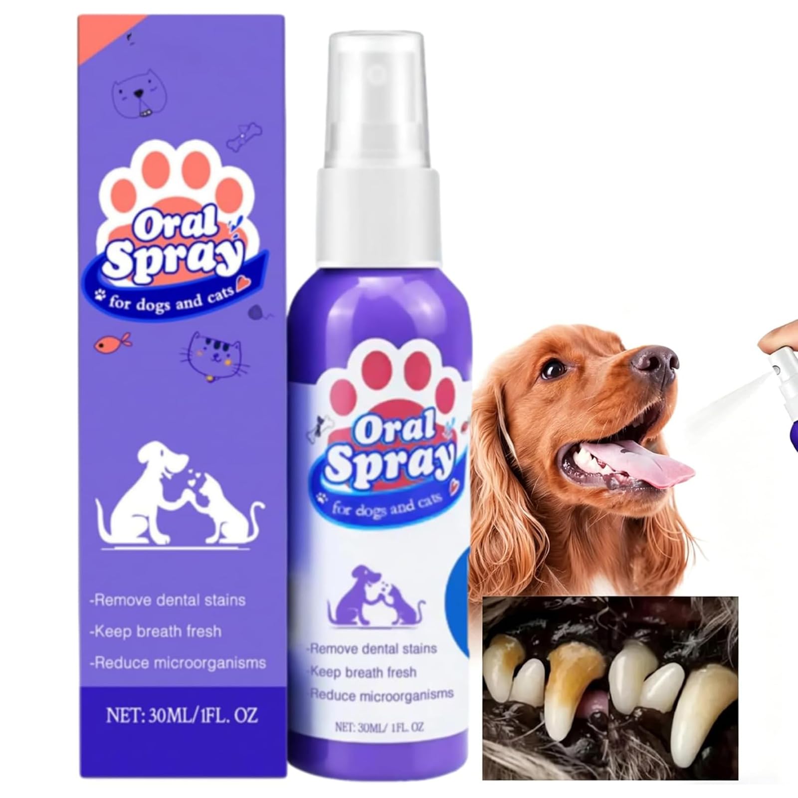 Skavix Pet Oral Spray, Skavix Pet Dental Care Spray - Fresh Breath & Easy Pet Oral Care for Dogs & Cats, Chlorhexidine for Dogs Teeth Cleaning (1)