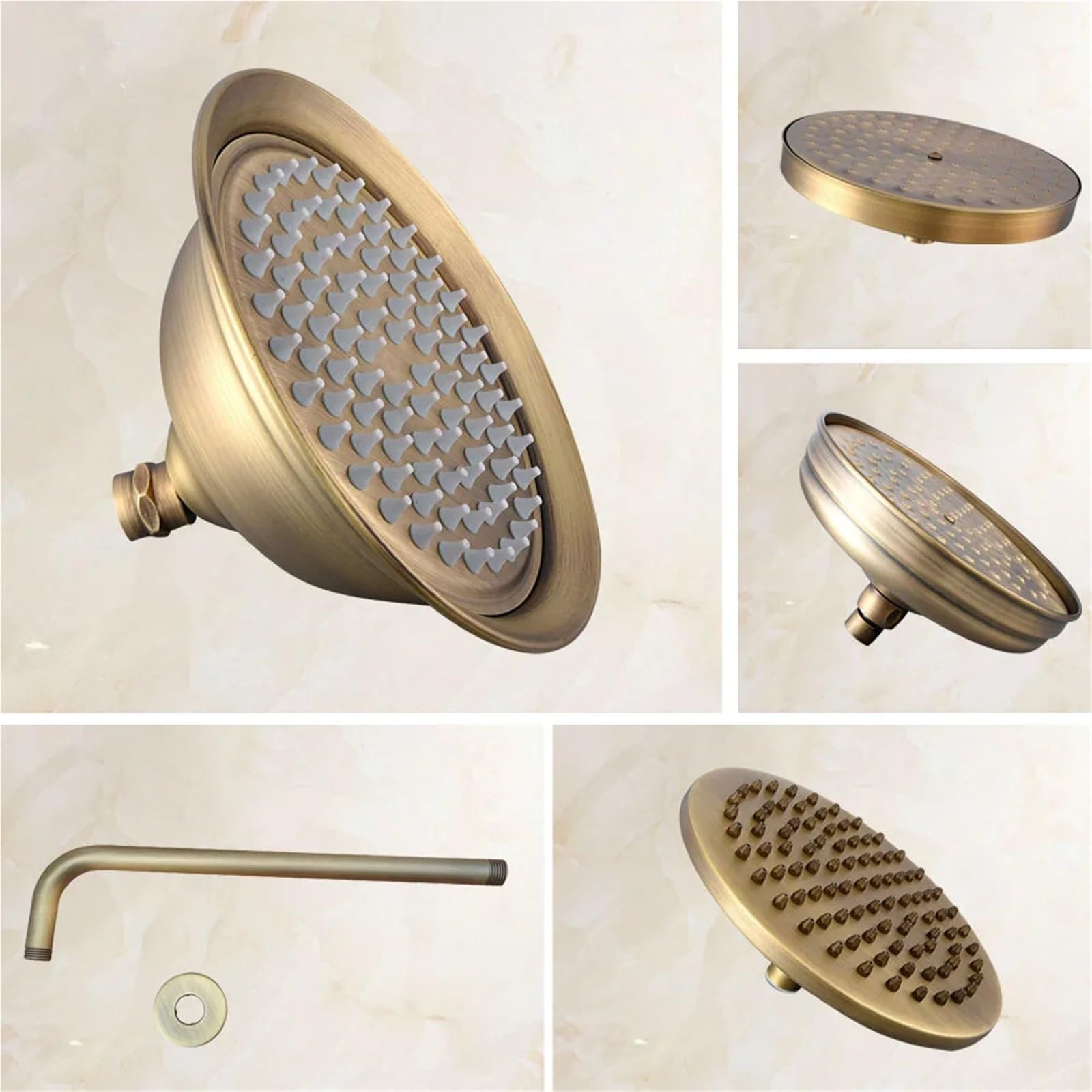 Alcachofa-ducha-Retro Cabezal de ducha tipo lluvia redondo latón antiguo 8 pulgadas