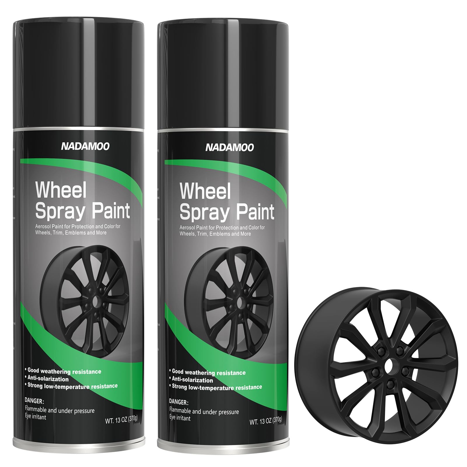 NADAMOO Black Spray Paint for Wheels, Matte Finish
