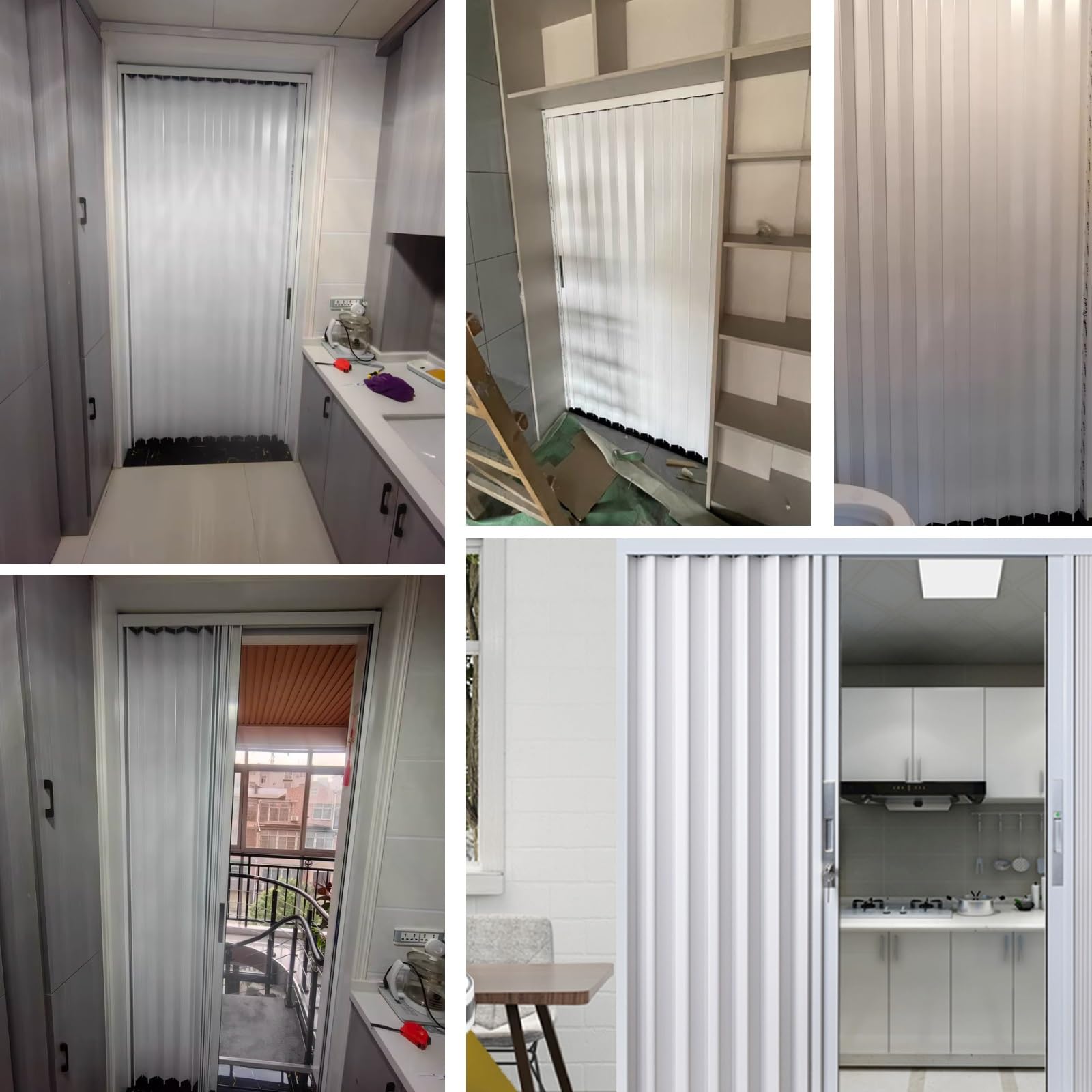 Puerta corredera plegable acordeon Interior Paneles de puertas de acordeón de aluminio con llave de bloqueo,Puerta plegable grande para puertas corredizas, puertas de armario y baño,Puerta divisoria t