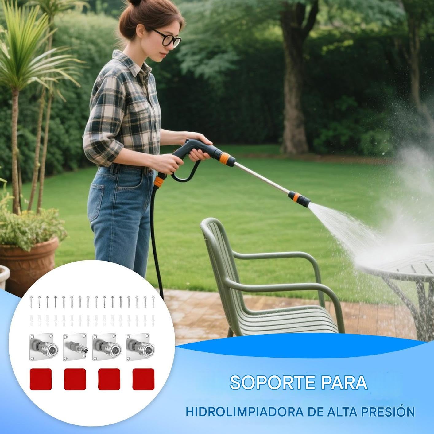 Soporte para Hidrolimpiadora - Soporte para De Espuma De Conexion Rapida, De Pared para Uso En Hogar, Garaje, Estación De Lavado, Jardín, Exteriores Y Taller