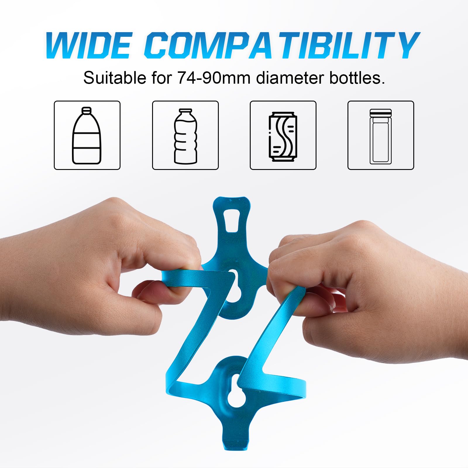 aiGear Portaborraccia per Bicicletta | 2 Pack | Lega di Alluminio Leggera e Durevole | Adatta Alla Bottiglia da 2,9-3,5" di Diametro | per Ciclismo in Bicicletta di Montagna su Strada | Blu