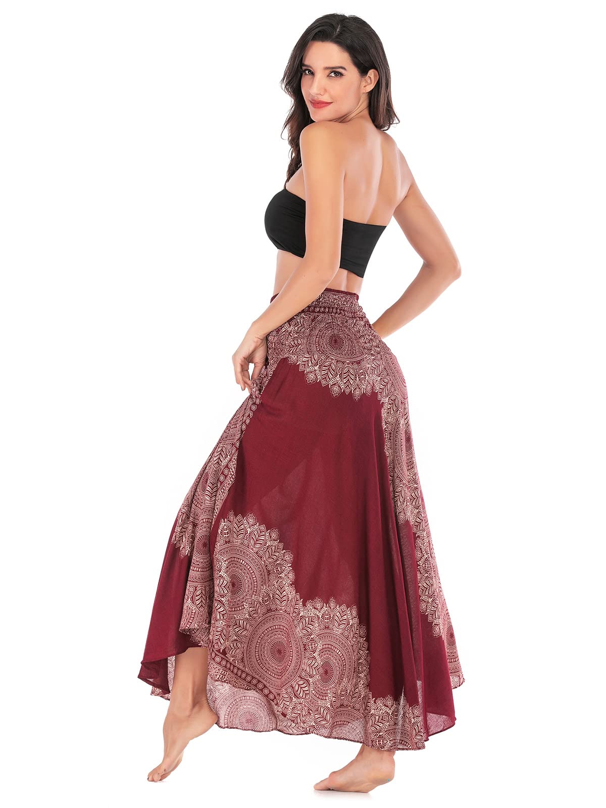Adigaber Elegante Falda Largo para Mujer de 2 en 1 Falda de Danza del Vientre Vestido Largo Estilo Bohemio para Vacaciones