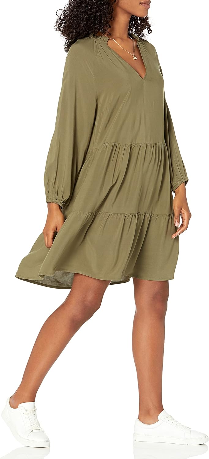 The Drop Womens @Caralynmirand Ruffle-Neck Tiered Mini Dress - Image 4