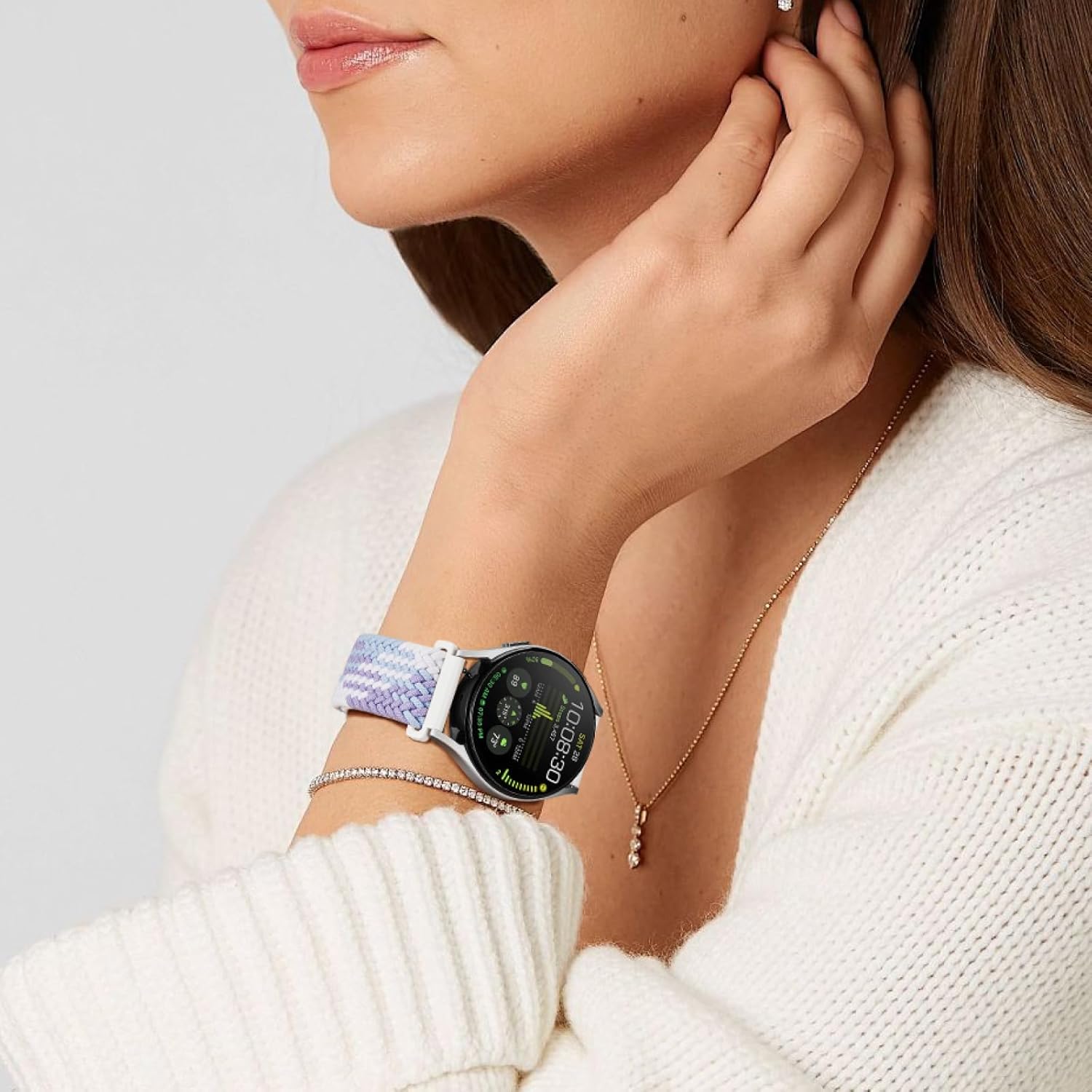 3 Pack Braided Bands Compatible with Samsung Galaxy Watch 7 6 4 5 FE Band 44mm 40mm/Galaxy Watch 6 4 Classic 42mm 46mm 43mm 47mm/Watch 5 Pro Band 45mm/Active 2, 20mm Stretchy Nylon Sport Band - Image 5