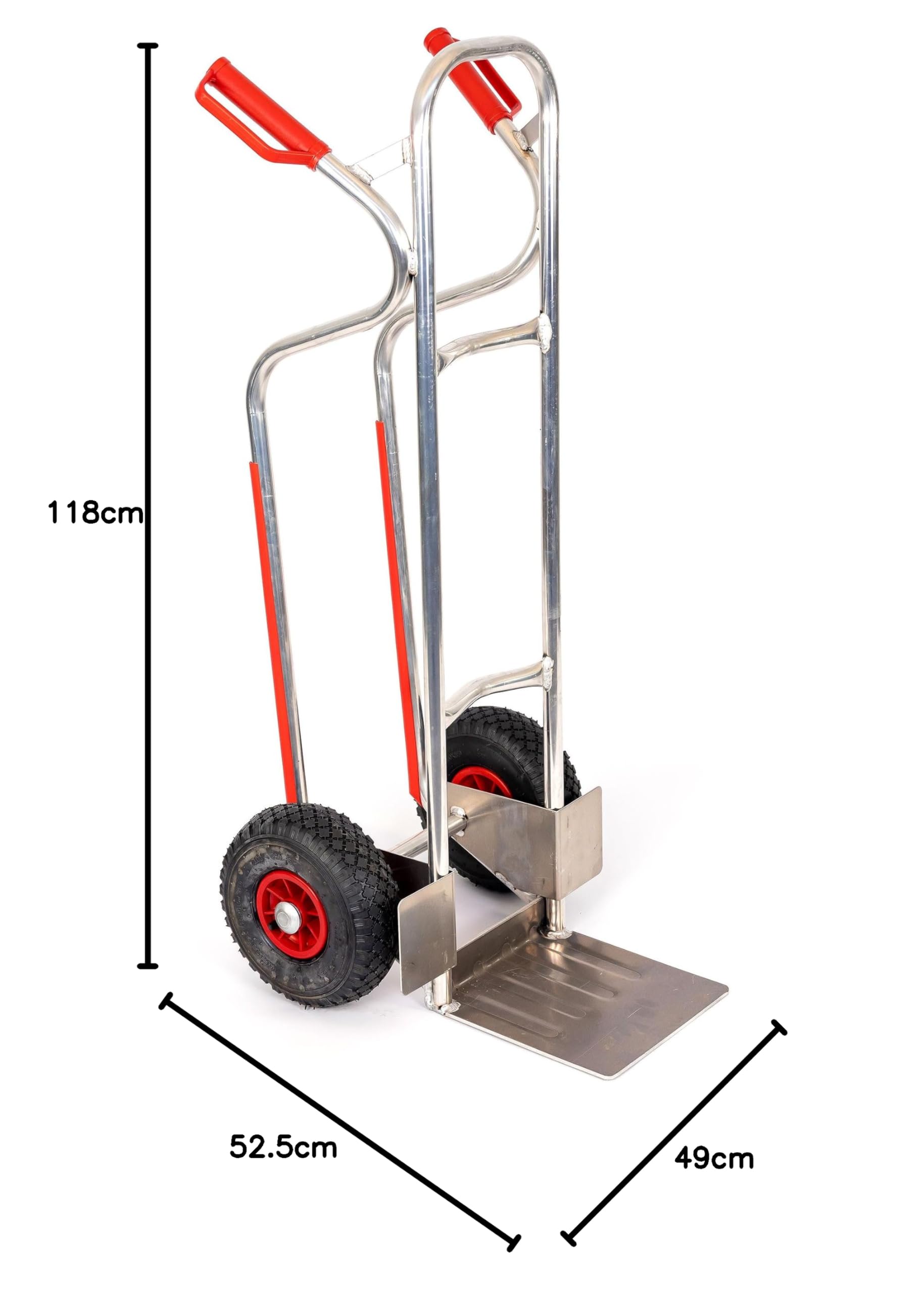 RLW Profi Aluminium Sackkarre Stapelkarre Alu200 200 kg - Schaufel 280 x 280 mm - Made in EU - kein Asien-Import !! (Räder nach Ihrer Wahl) (Luftrad/PVC-Felge/Gleitlager)