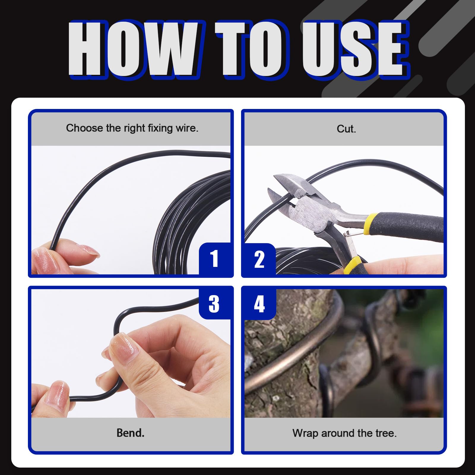 Glarks Kit de 5 rollos de alambre para bonsái, 2 mm, 3 mm, 0,8 mm, 1 mm, 1,5 mm, aluminio, bonsái, ramas de árbol con cortador de alambre, juego de aluminio anodizado de 82 pies para sostener ramas de