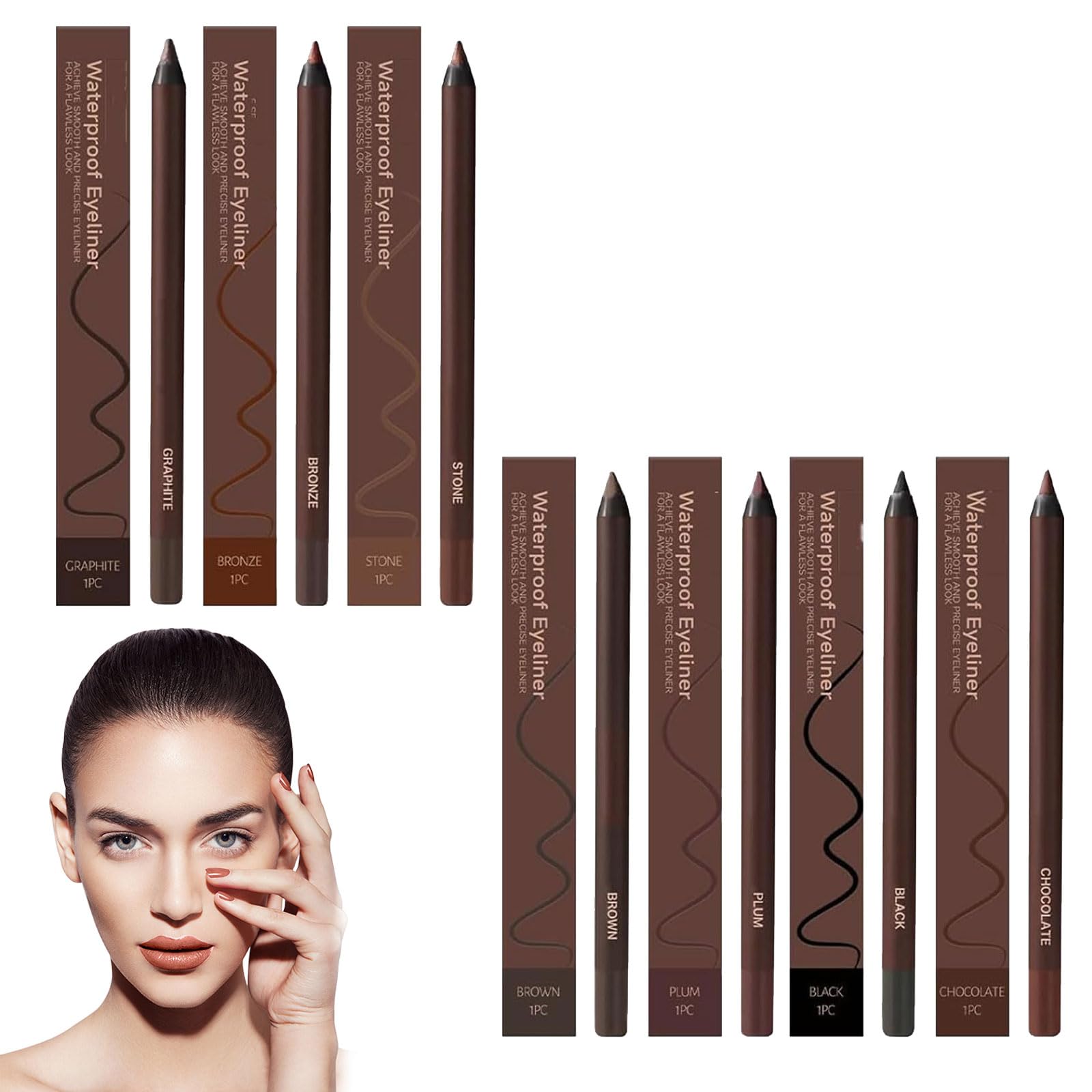 Moonboat Waterproof Eyeliner Duo Sharpenable Eye Pencil 2025 New Waterproof Eyeliner Long-Lasting Natural Eyeliners for Women Makeup Mix-7pcs