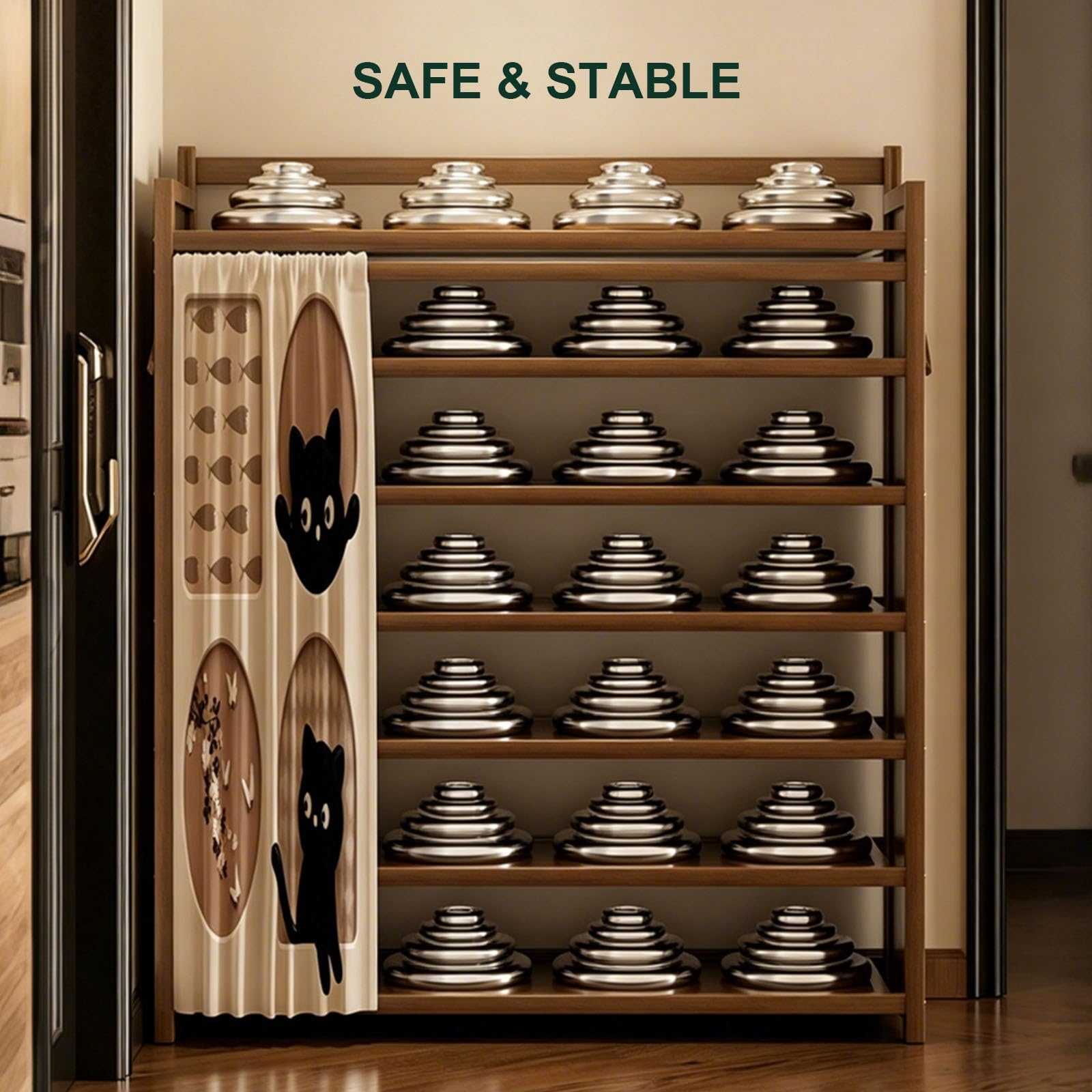 Genérico Zapatero Plegable con Cortina, Organizador de Zapatos con Estantes for Zapatos de Pasillo, Sala de Estar