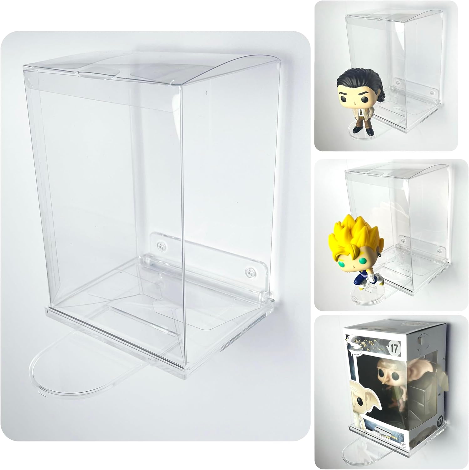 10-Pack Collapsible Acrylic Shelf, Compatible with Funko Pop Figure Collection Case (4.5" x 3.5") Or Display Case for Boxed Characters (Clear)