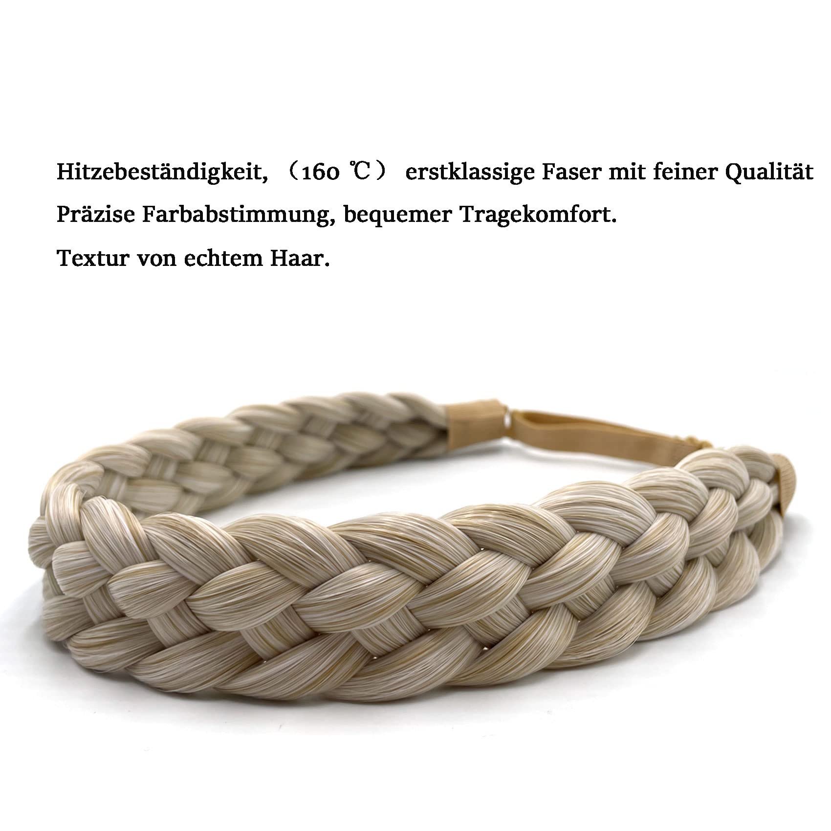 TOECWEGR Braided Hair Band 5 Strands Braids Hair Scrunchie Classic Chunky Elastic Synthetic Headband Women's Beauty Accessories (Greyish Gold) - Image 2