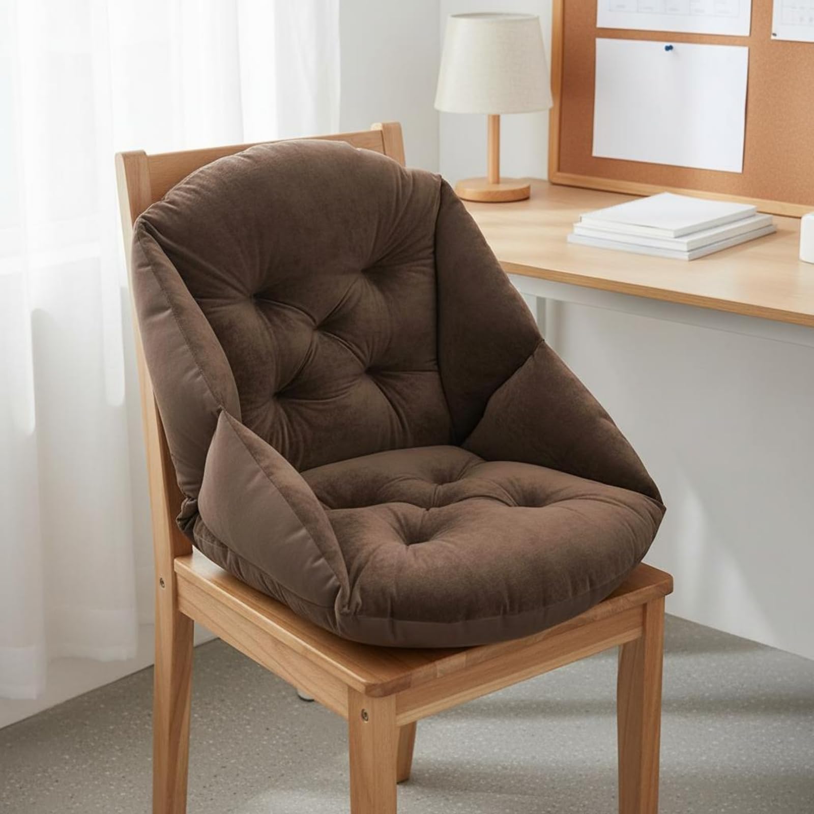 Cojín Silla Respaldo Transpirable Cojín Silla Antideslizante Uso en para Todo el Año Accesorio Asiento para Estudiantes, Rosa Claro, 55 45cm【Cinco Agujeros】