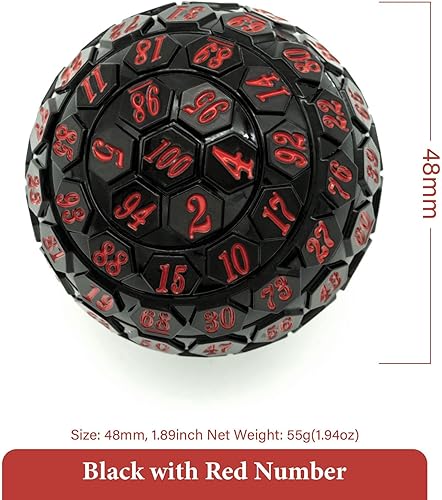 Vista 38 de Dados poliédricos de 100 caras, dados de juego individuales D100, cubo de 100 lados con bolsa negra, dado D100 de 1.890 in (rosa con número azul)