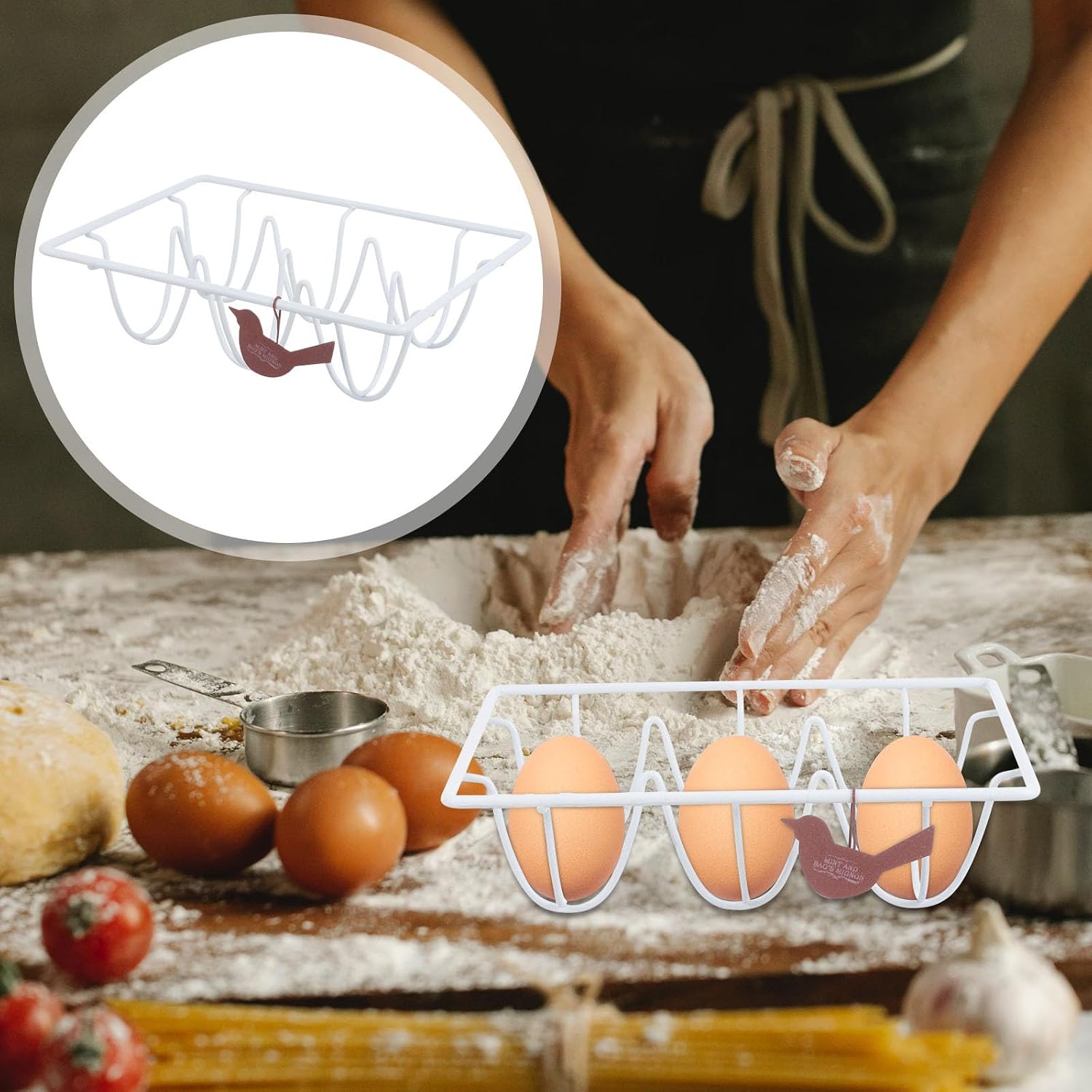Multi-functional Iron Egg Holder Tray for Refrigerator and Household Kitchen Space-saving Egg Organizer Rack with Smooth Surface