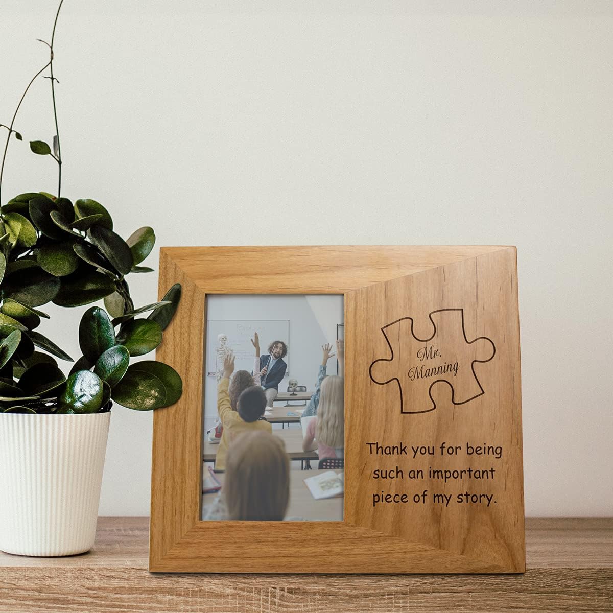 PlaqueMaker Personalized Thank You for Being A Piece of My Story Picture Frame -A Great Gift for Teachers, Leaders, & Mentors (Red Alder)