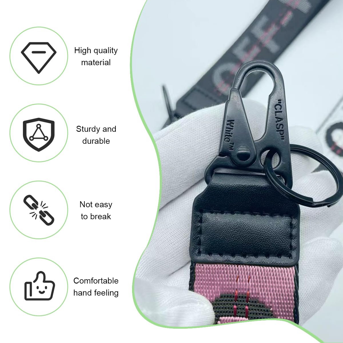 Car Keychain Fabric Keychain Wrist Lanyard Key Ring for Cars Keys Wallets Jeans Decoration Car Accessories Pink — view 4