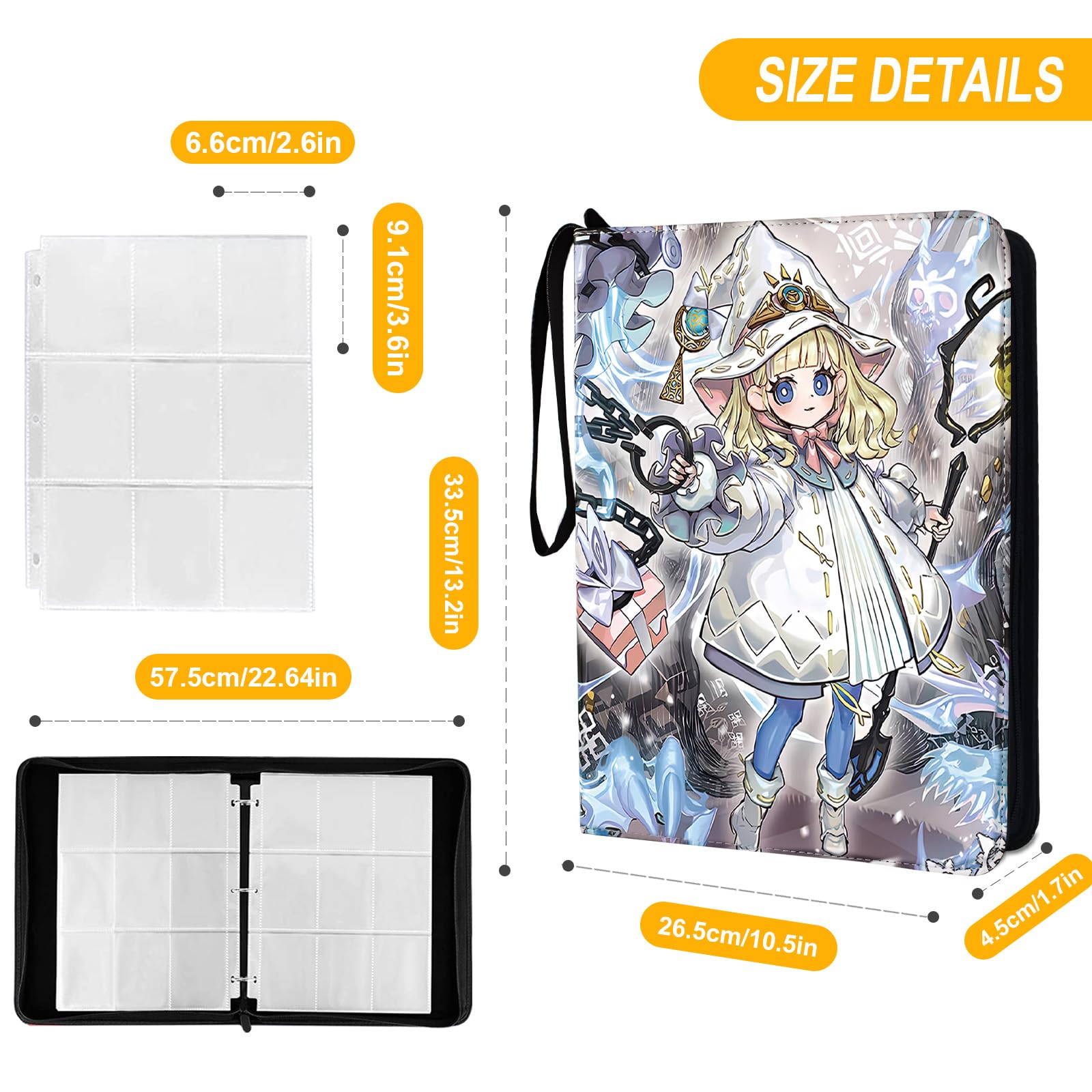 Sammelkarten-Binder, passend für 900 Karten, Karten-Sammler, Albumhalter, mit 50 abnehmbaren Hüllen, Spielzeug, Geschenke für Jungen und Mädchen (Weißwald)