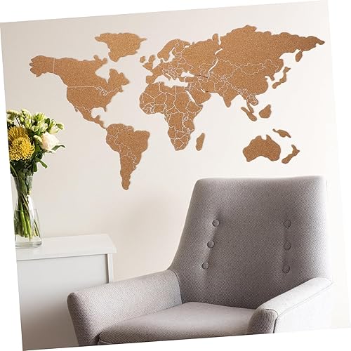 Miniatura 3 de FUNOMOCYA Tablero de madera de mapa del mundo, mapa del mundo, arte de pared, mapa de viaje, tablero de corcho, adhesivo de corcho, pósteres retro